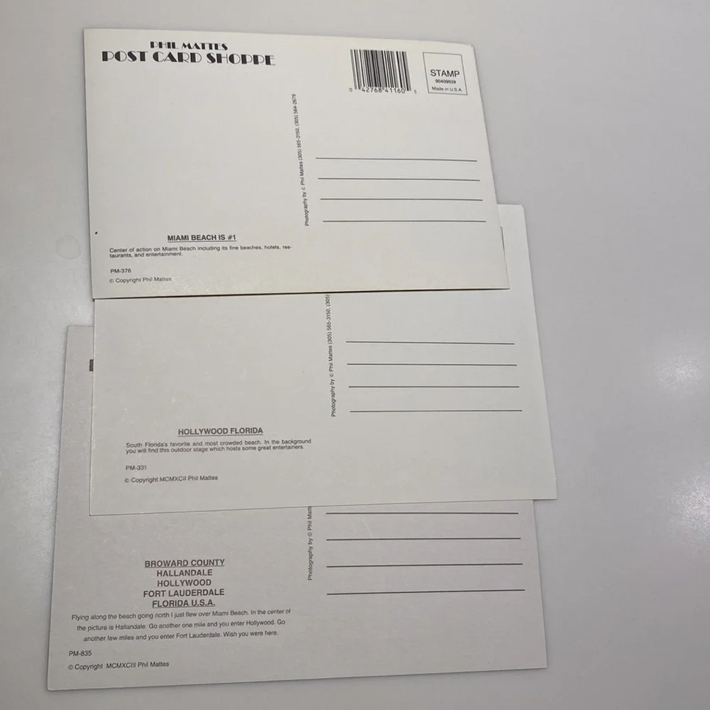 Vintage 90’s Florida Phil Mattes Post Card Shoppe POST CARDS set of 11 New